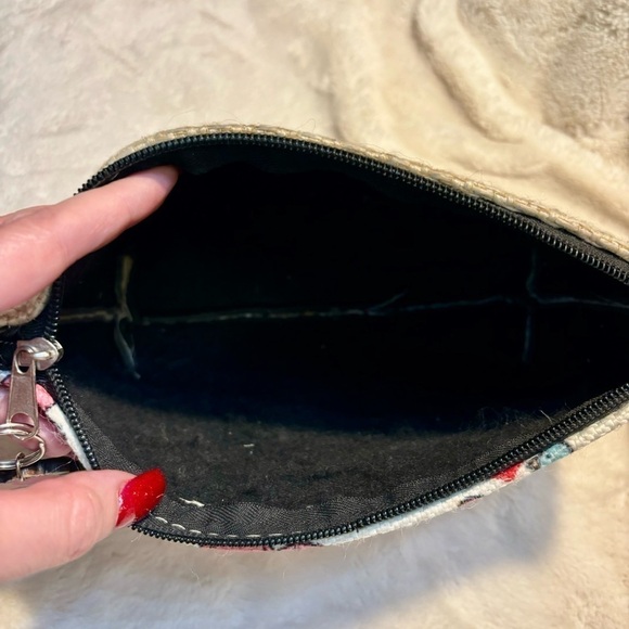 Frida Kahlo Bag Cream Textured Clutch Frida Print Zipper Pull Morelia Mexico